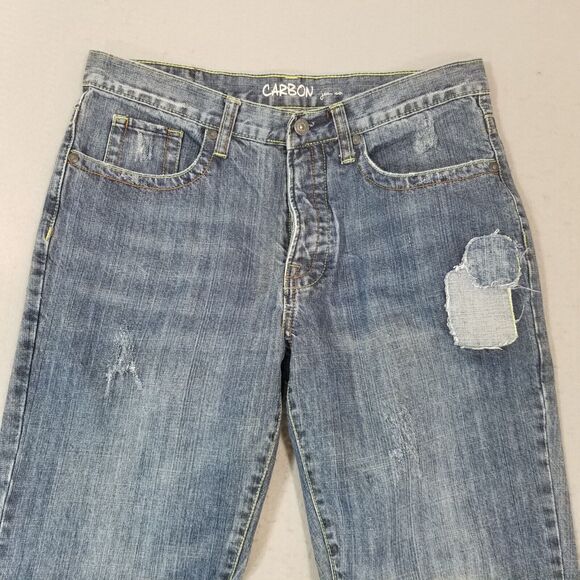 Carbon jeans men's 32x34 regular boot cut retro blue button fly denim pants - Picture 2 of 14